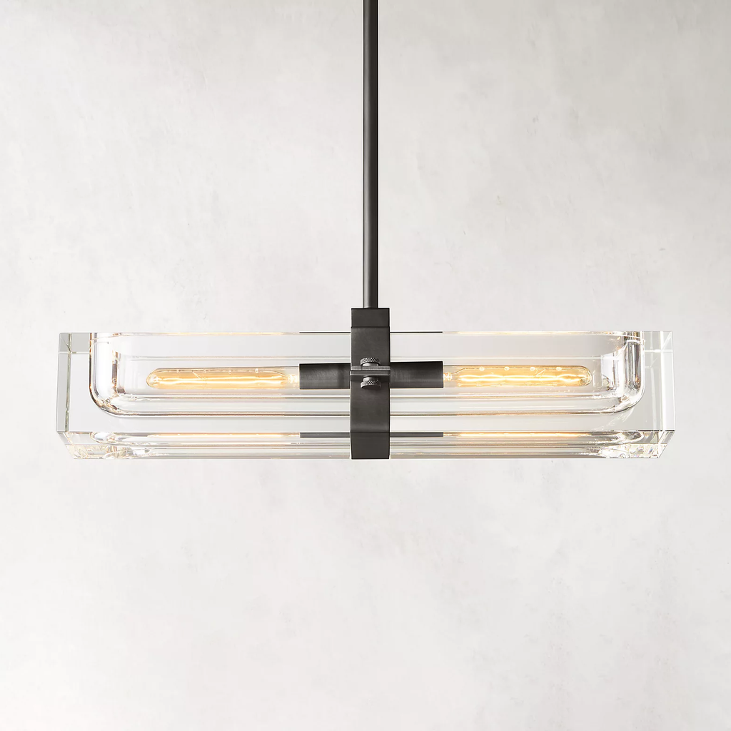 Savile Crystal Block Linear Chandelier 24"