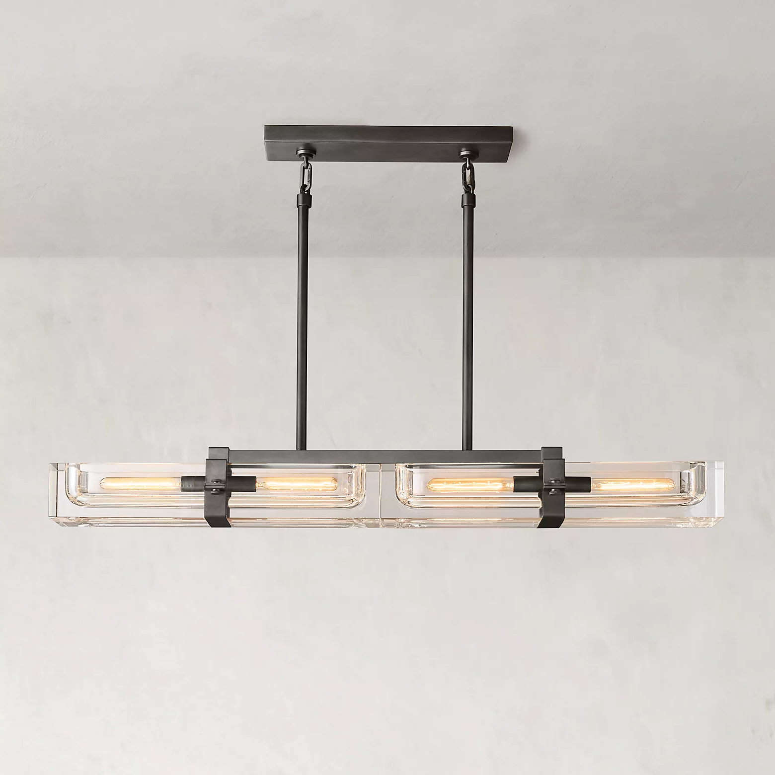 Savile Crystal Block Linear Chandelier 48"