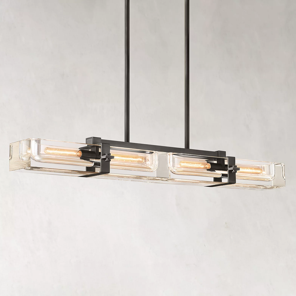 Savile Crystal Block Linear Chandelier 48"