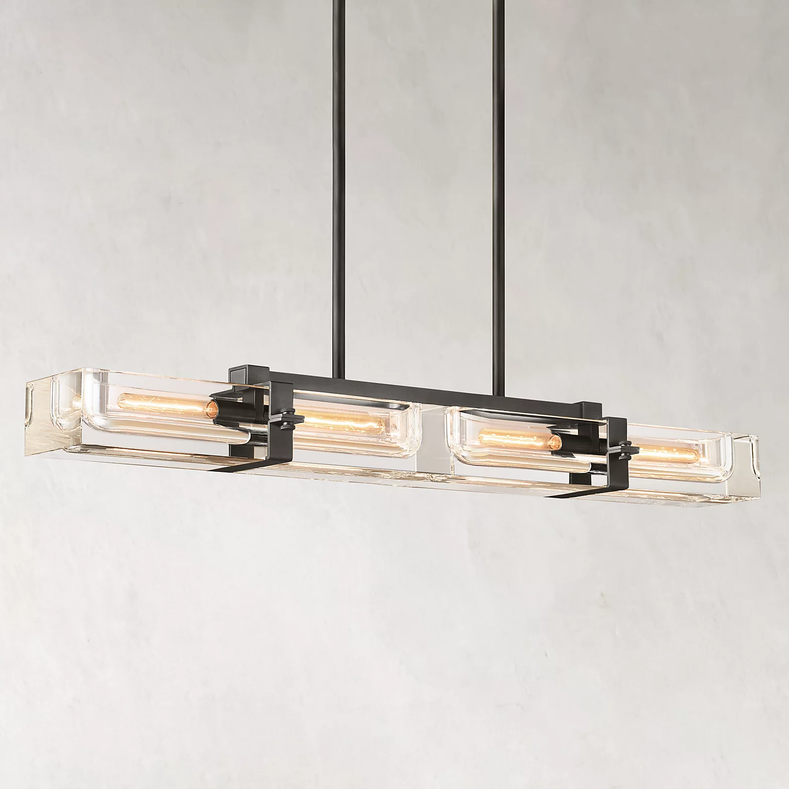 Savile Crystal Block Linear Chandelier 48"