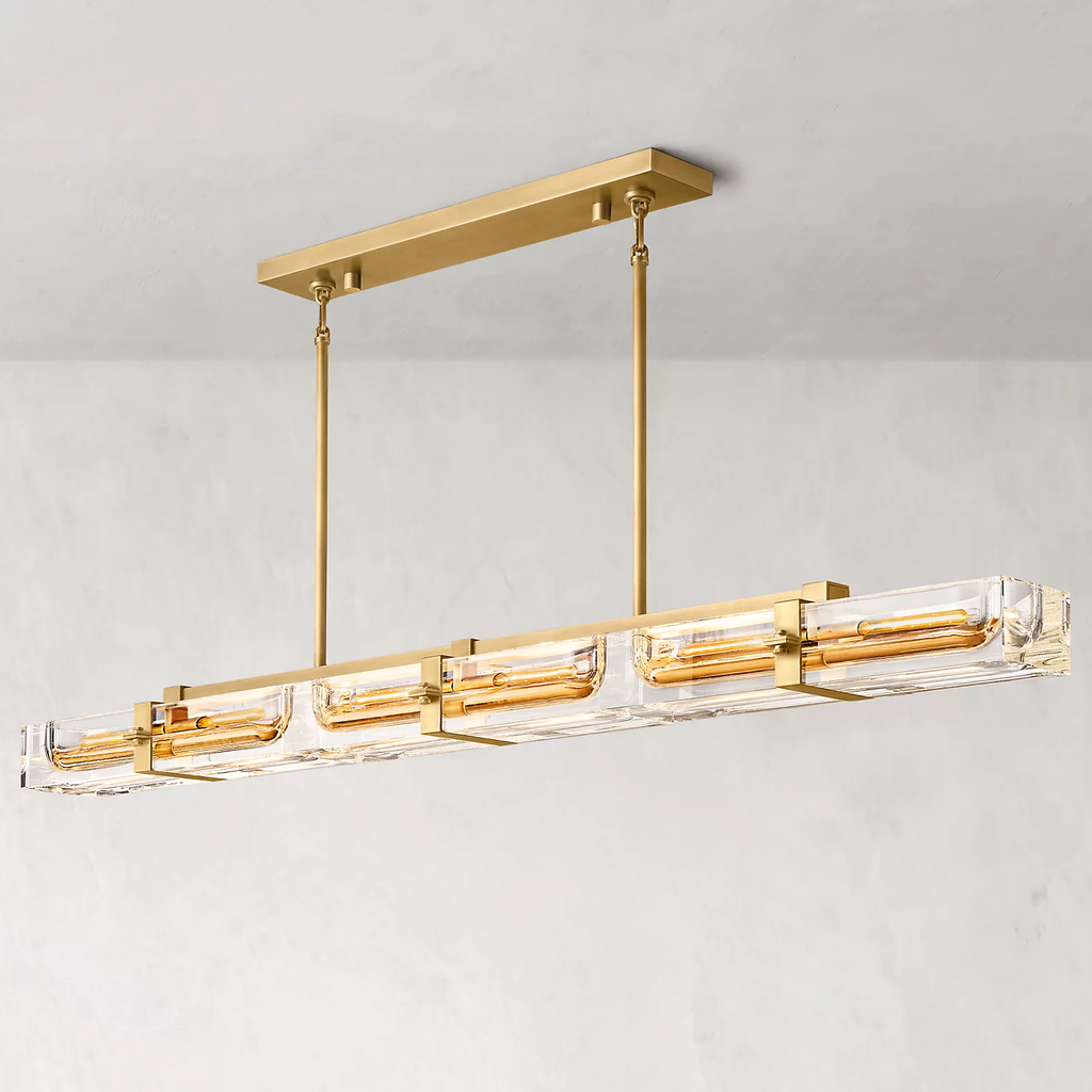 Savile Crystal Block Linear Chandelier 72"
