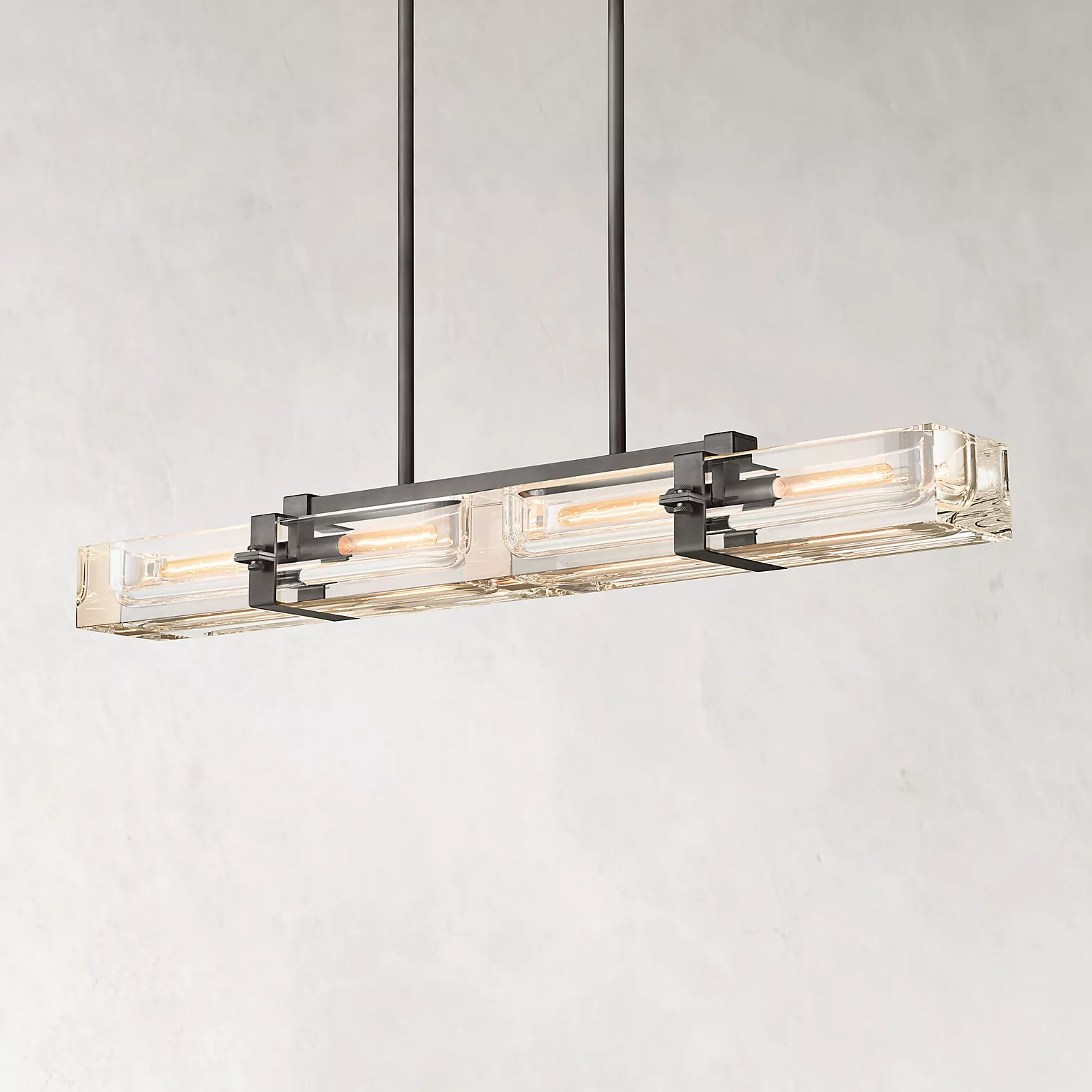 Savile Crystal Block Linear Chandelier 48"