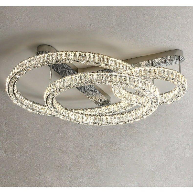 2/ 3 Rings Flush Mount Living Room Chandelier Crystal Bedroom Ceiling Light Fixture-Chandeliers-casivra-Style C/ D23.6"+D15.8"+D11.8"-White Light-casivra