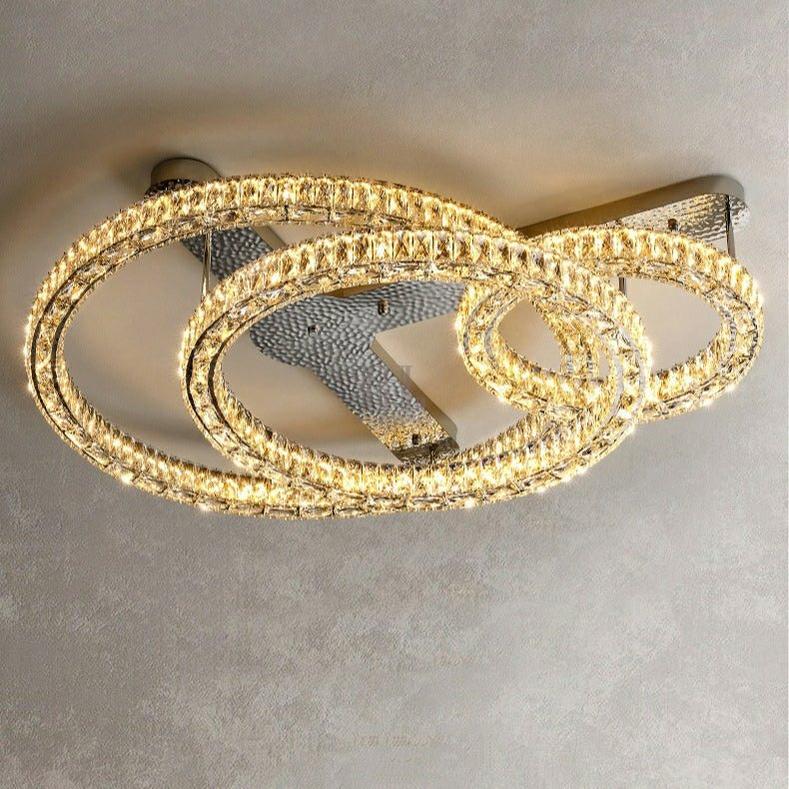 2/ 3 Rings Flush Mount Living Room Chandelier Crystal Bedroom Ceiling Light Fixture-Chandeliers-casivra-casivra