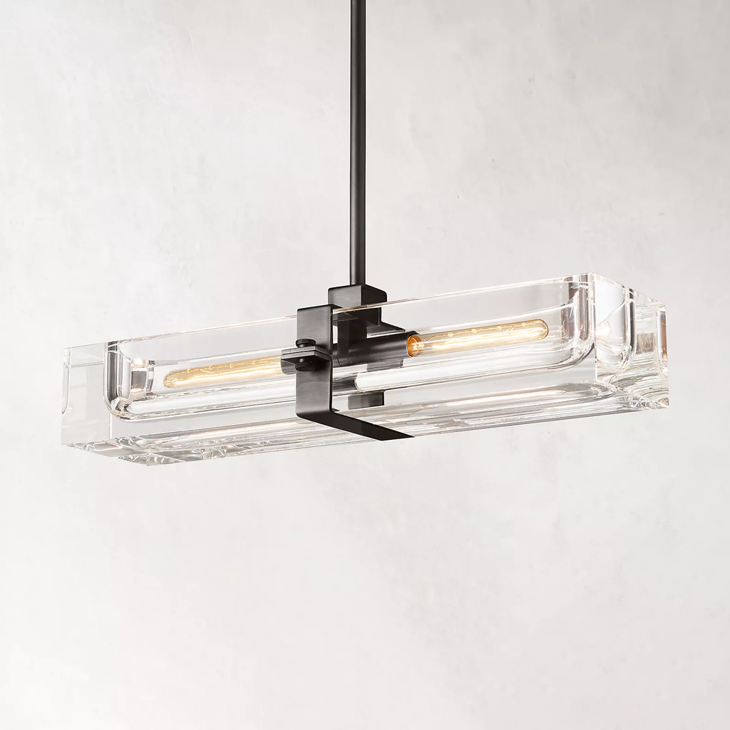 Savile Crystal Block Linear Chandelier 24"