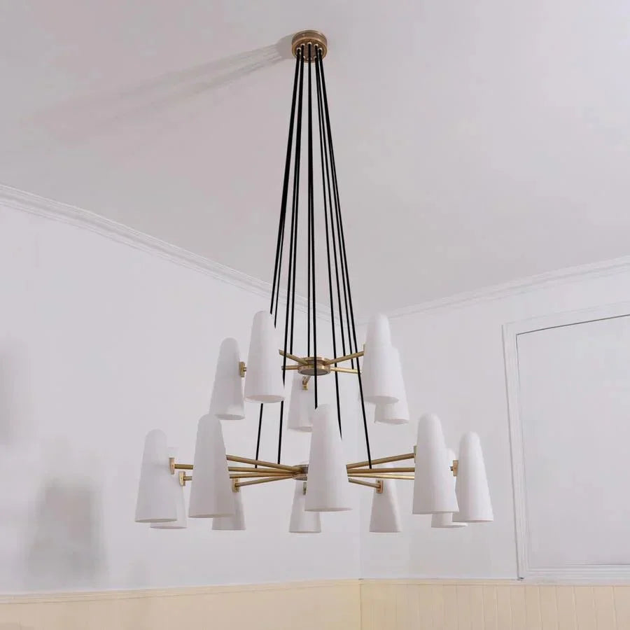 2 - Tier White Porcelain Round Chandelier - casivra