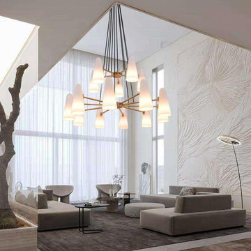 2 - Tier White Porcelain Round Chandelier - casivra