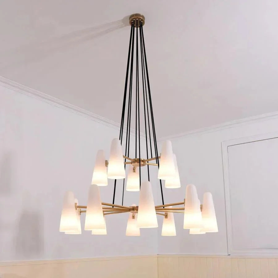 2 - Tier White Porcelain Round Chandelier - casivra