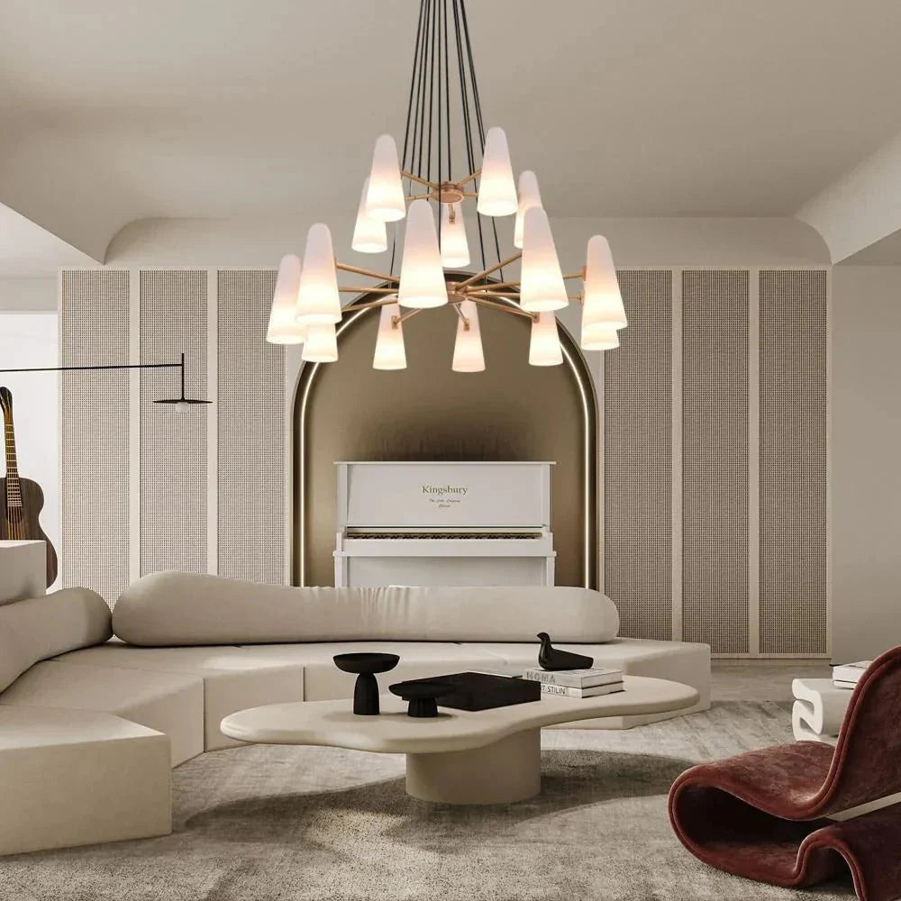 2 - Tier White Porcelain Round Chandelier - casivra