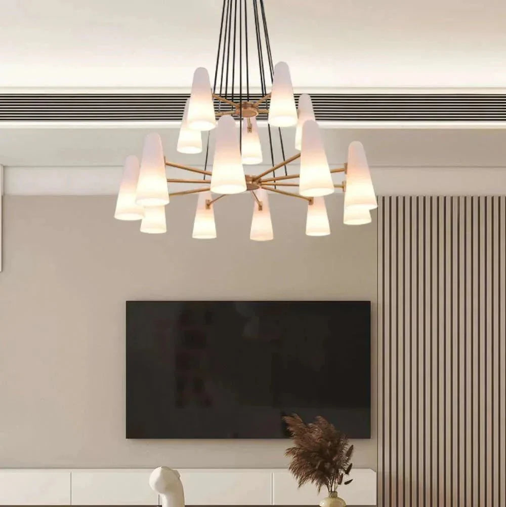 2 - Tier White Porcelain Round Chandelier - casivra