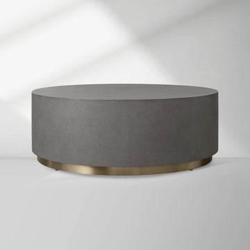 Malone Round Plinth Coffee Table Leather Cocktail Table Modern Living Room Center Tea Table