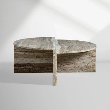 Riggs Modular Marble Circular Coffee Table Natural Stone Cocktail Table Sofa Center Tea Table