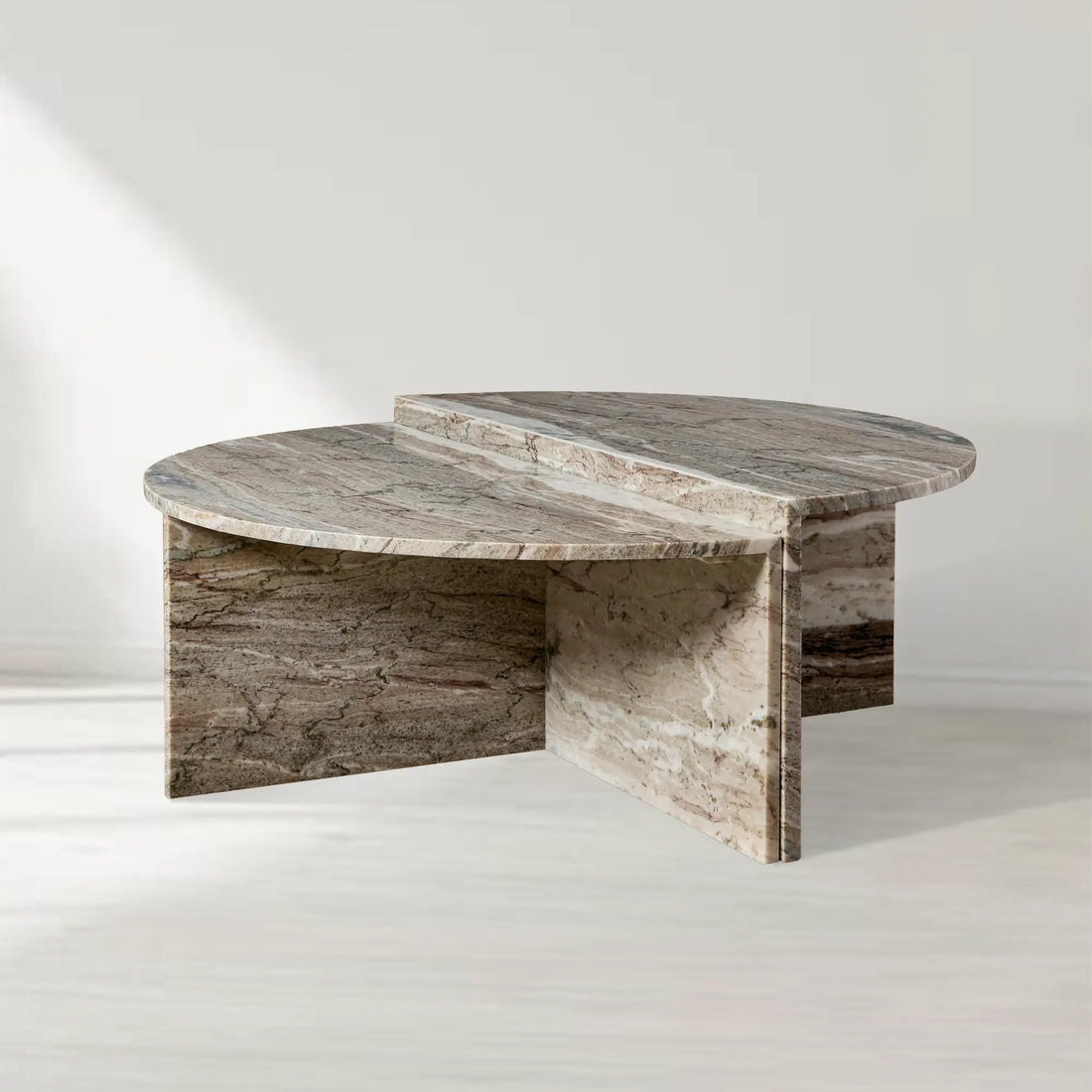 Riggs Modular Marble Circular Coffee Table Natural Stone Cocktail Table Sofa Center Tea Table