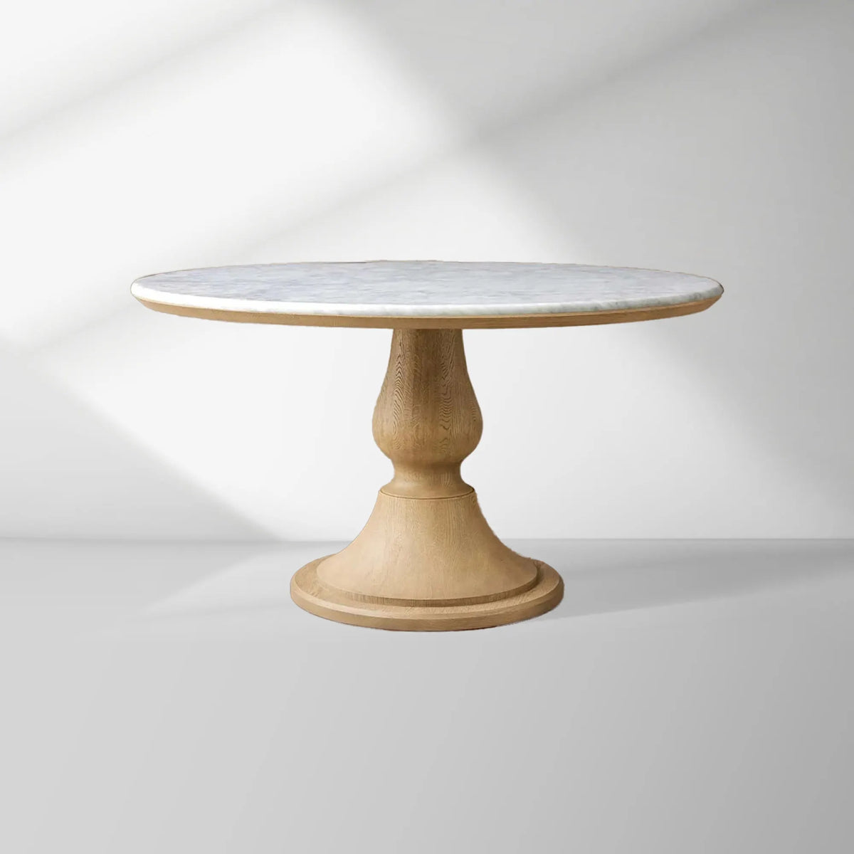 Amelia Marble Top Dining Table with Wood Curved Base Natural Stone Dining Table