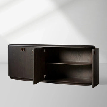 Bexler Natural Wood Sideboard Buffet Table Living Room Entryways Cabinet
