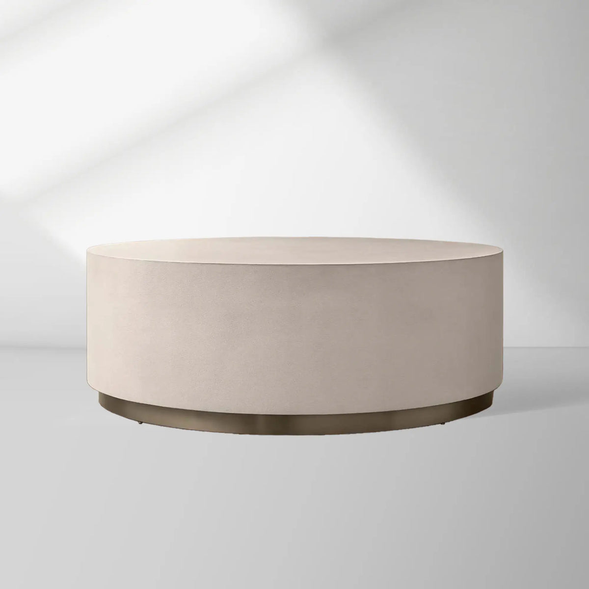 Malone Round Plinth Coffee Table Leather Cocktail Table Modern Living Room Center Tea Table