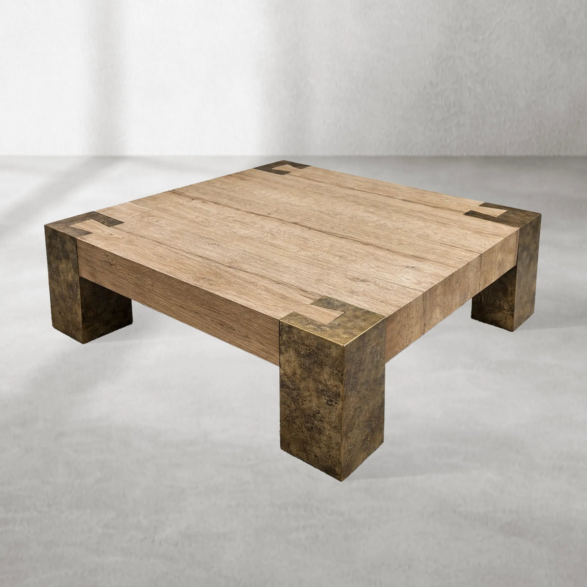 Telluride Square Oak Coffee Table Wood Cocktail Table Living Room Center Tea Table Vintage Cocktail Table