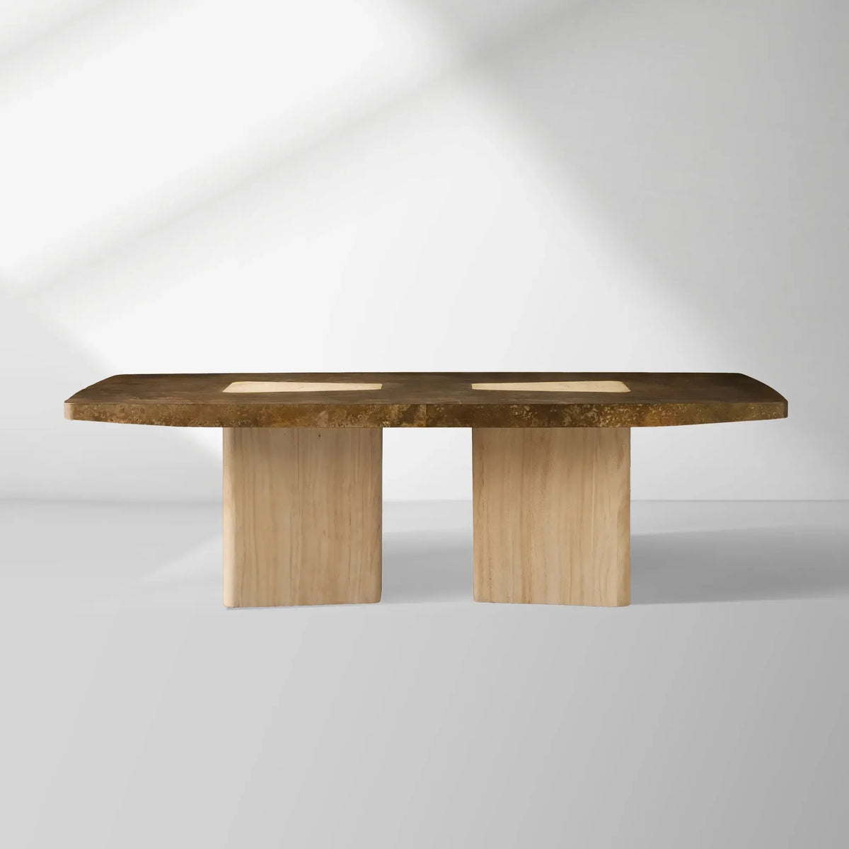 Marea Guanacaste Wood Rectangle Dining Table in Oxidized Aluminum