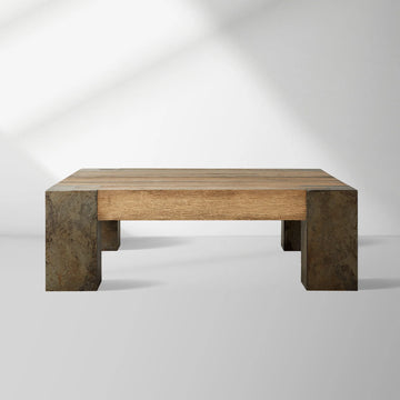 Telluride Square Oak Coffee Table Wood Cocktail Table Living Room Center Tea Table Vintage Cocktail Table