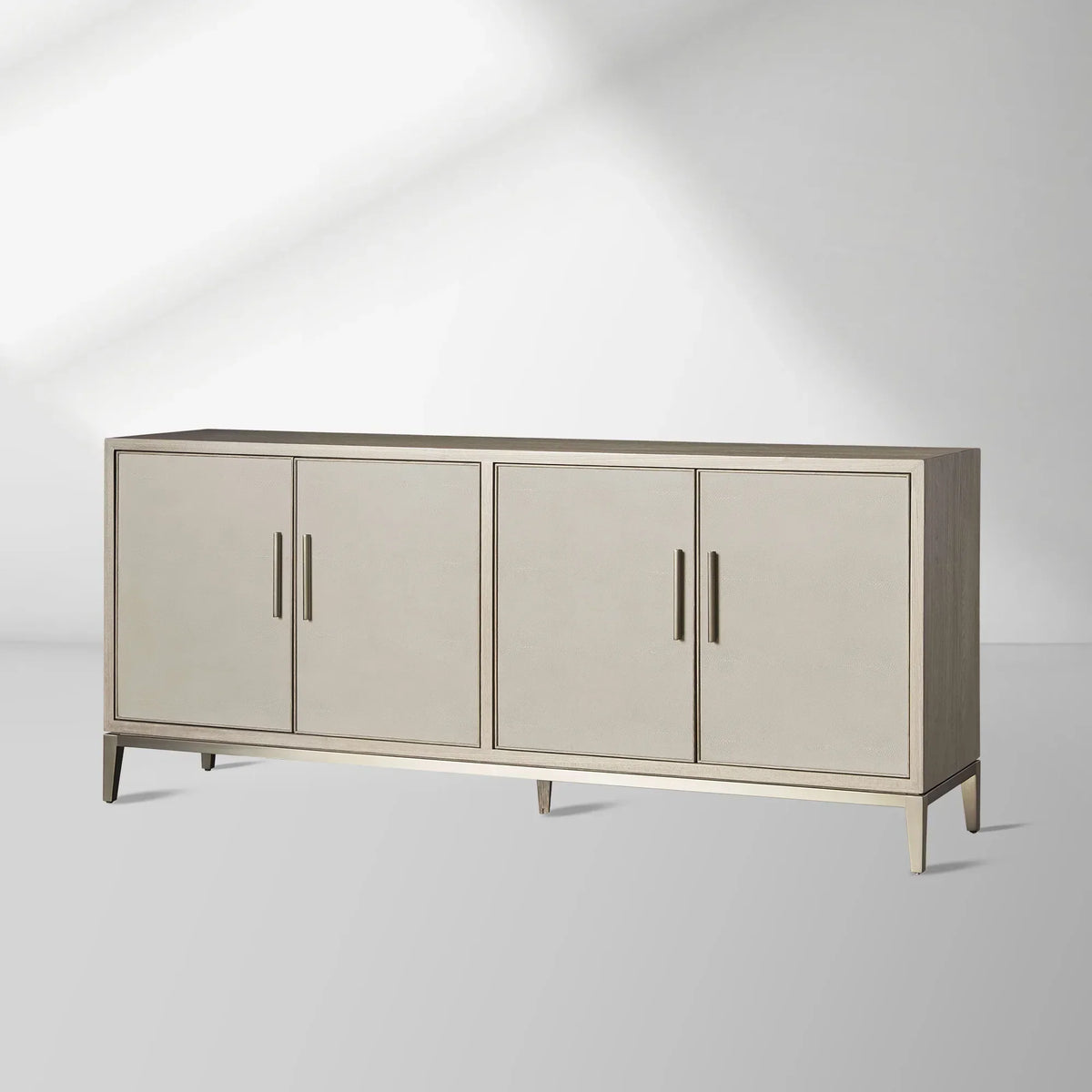Malone Reconstituted Leather Sideboard Wood Buffet Table Living Room Entryways Cabinet