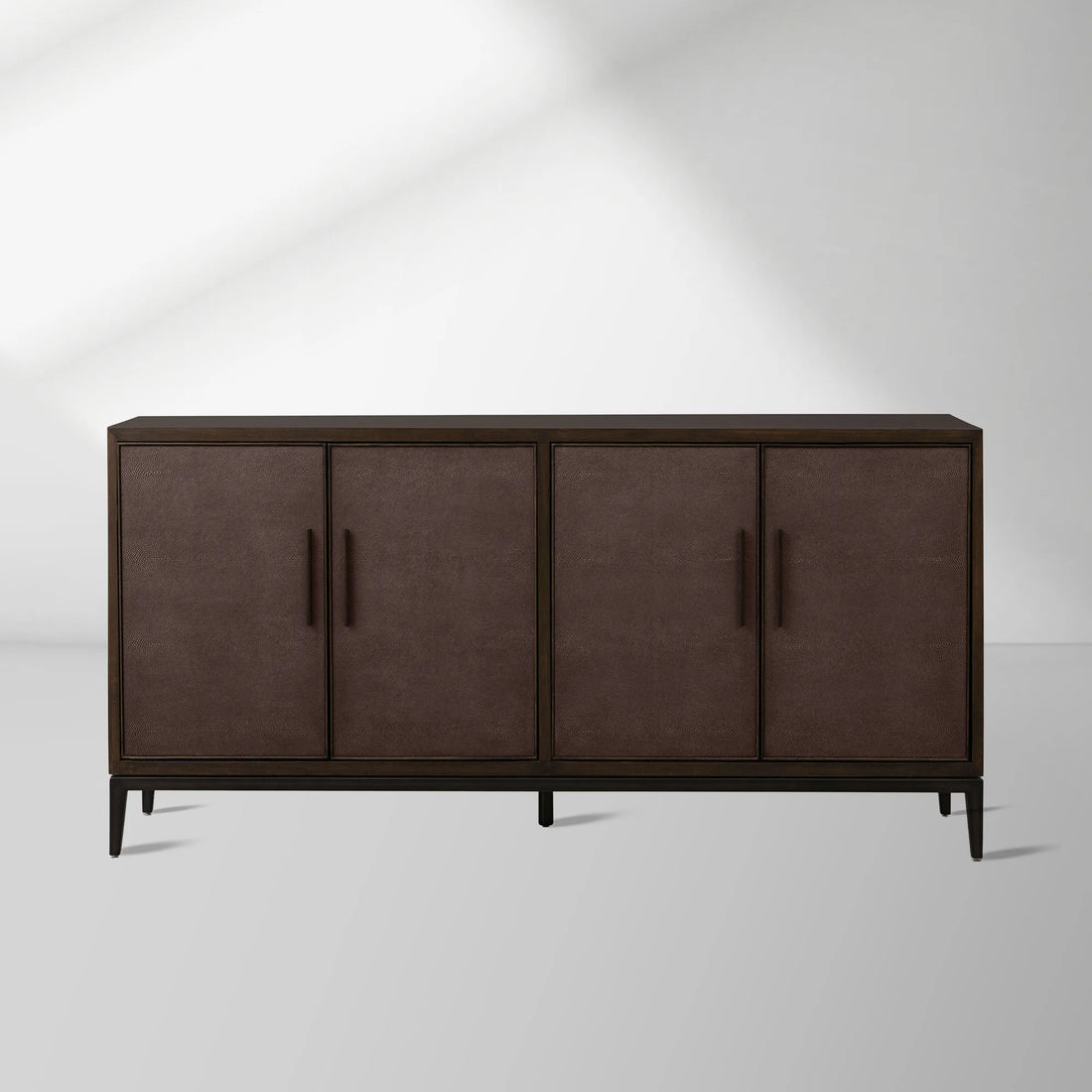 Malone Reconstituted Leather Sideboard Wood Buffet Table Living Room Entryways Cabinet