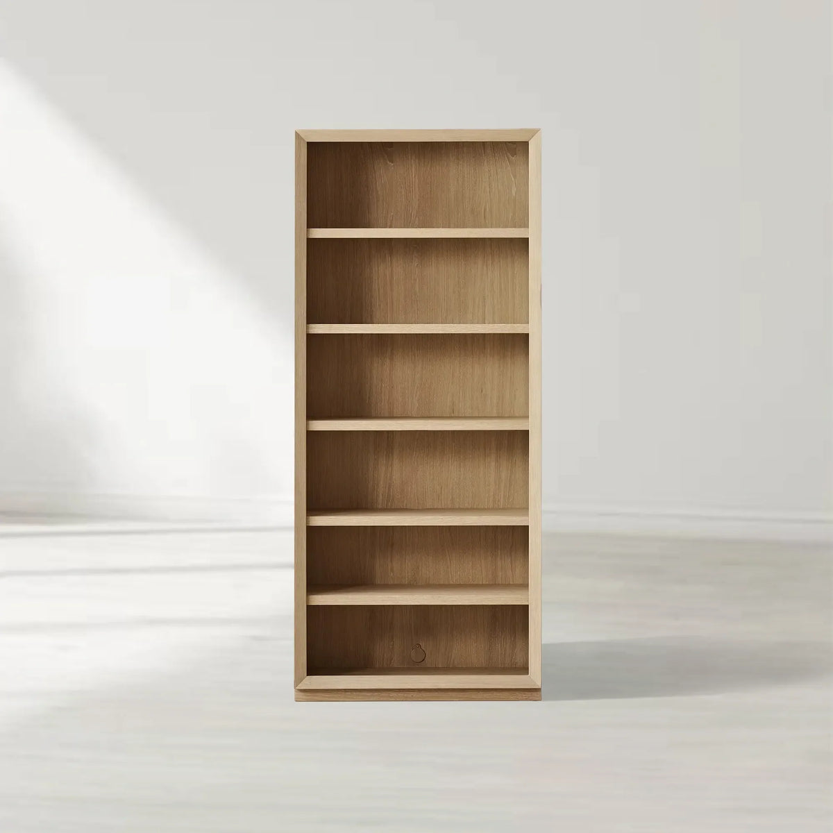 Nason Modular Bookcase Oak Wood Tall Display Cabinets with LED Lighting