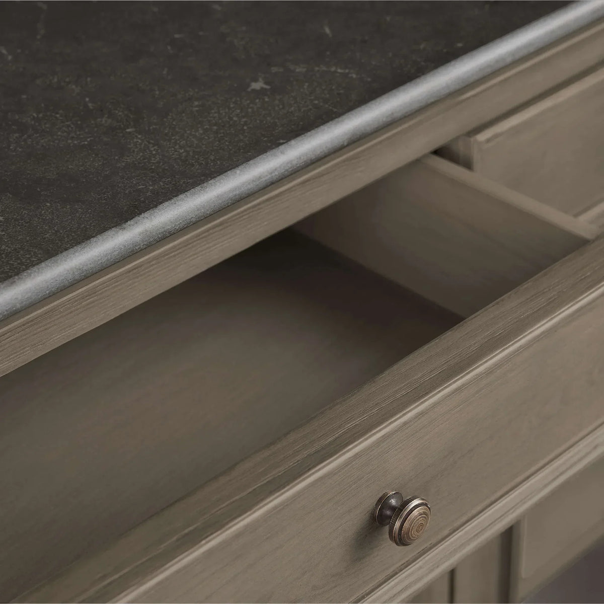 Kensington Marble Top Sideboard Wood Buffet Storage Entryways Side Cabinet With Glass Doors