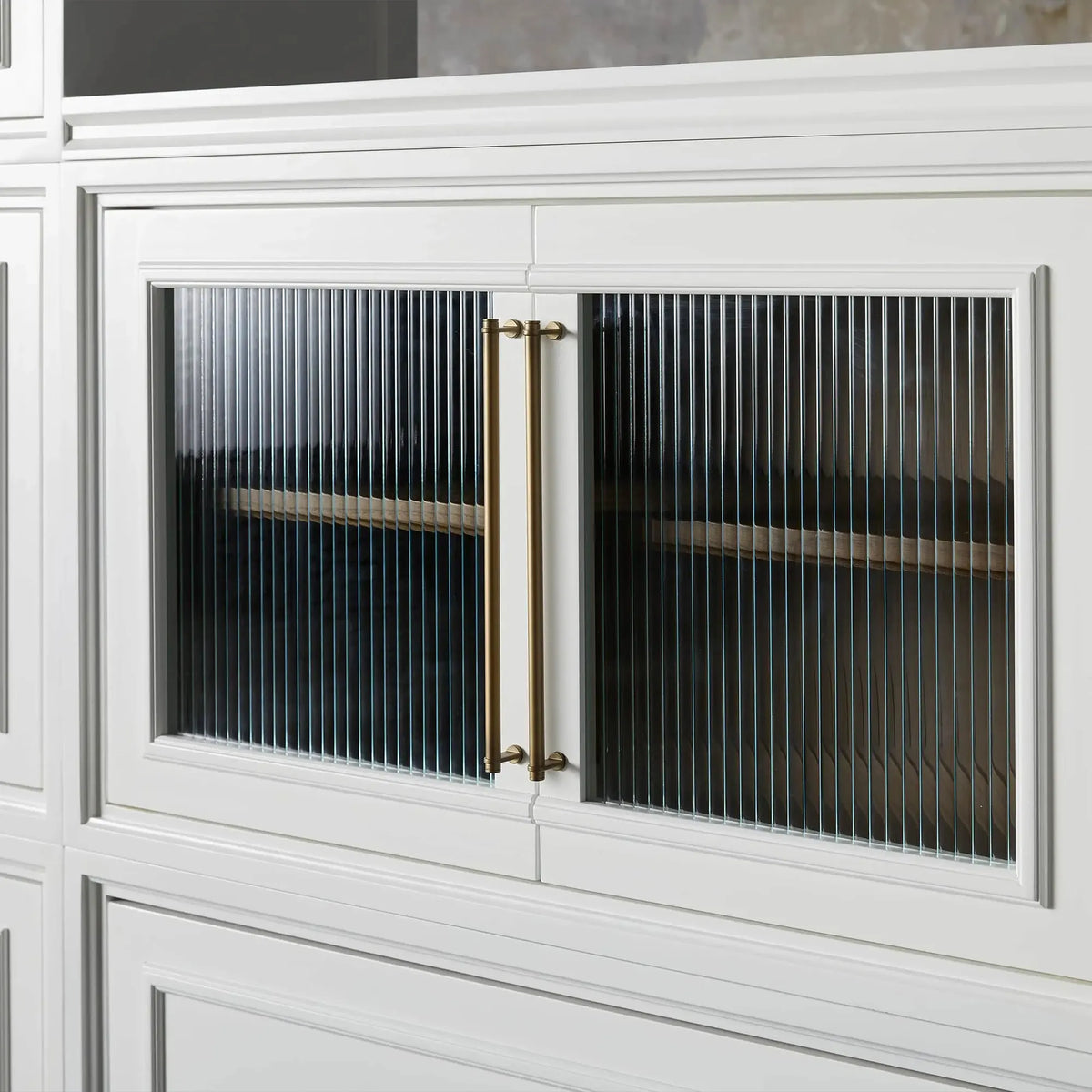 Rowan Wood Modular Wall Unit Mahogany Storage Cabinet with Reeded Glass