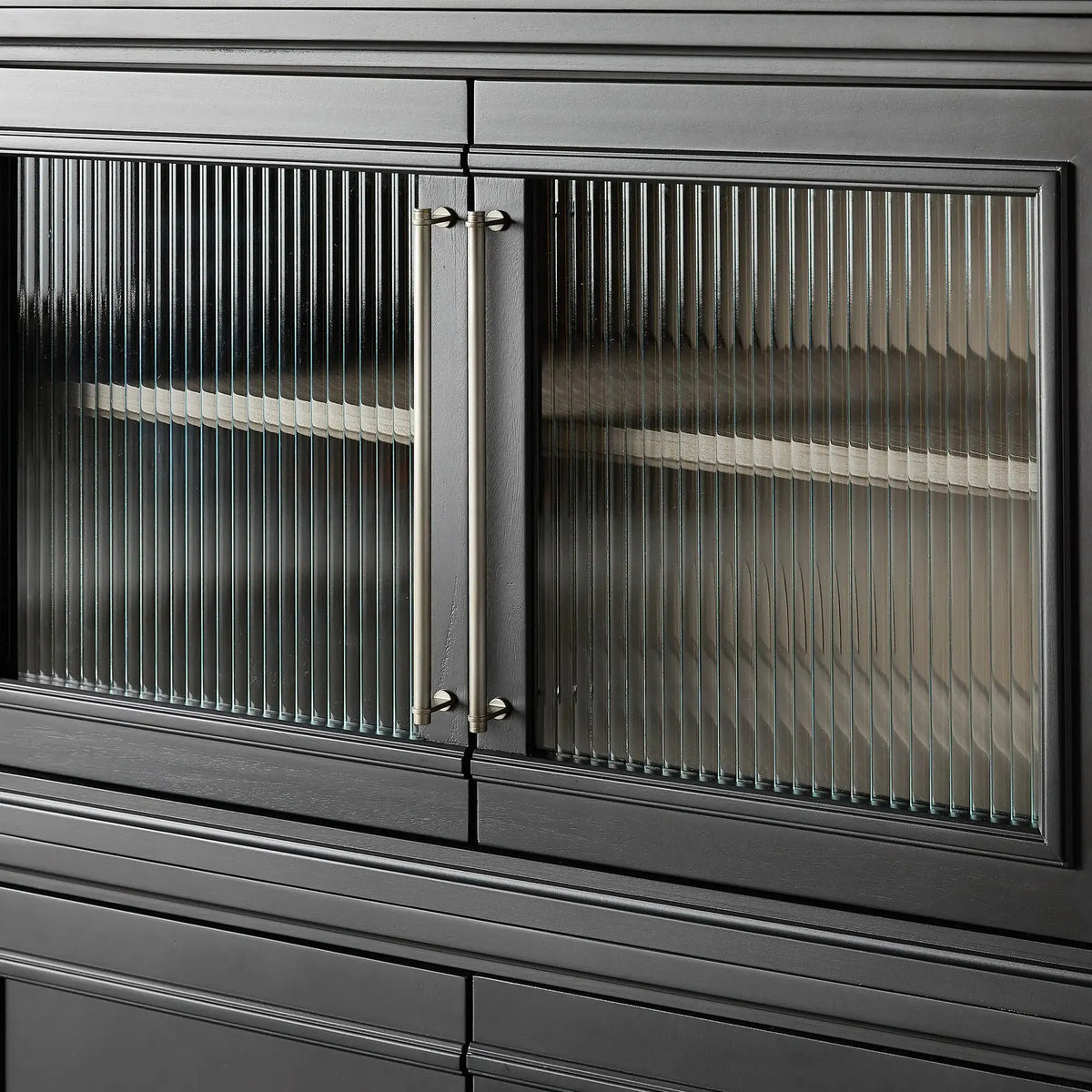 Rowan Wood Modular Wall Unit Mahogany Storage Cabinet with Reeded Glass