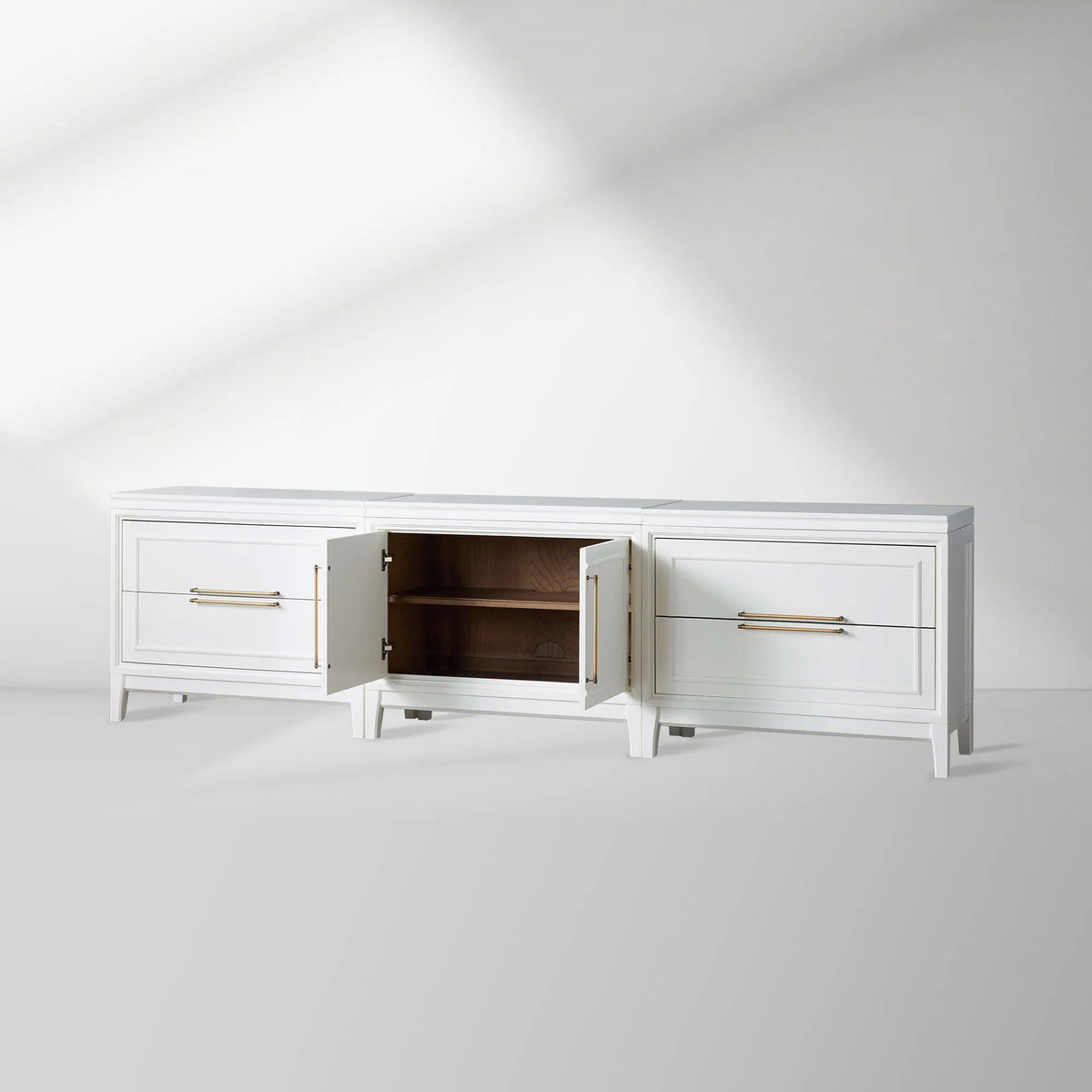 Rowan 4 Drawers TV Stand Unit Wood Entryways Storage Sideboard Cabinet Media Console