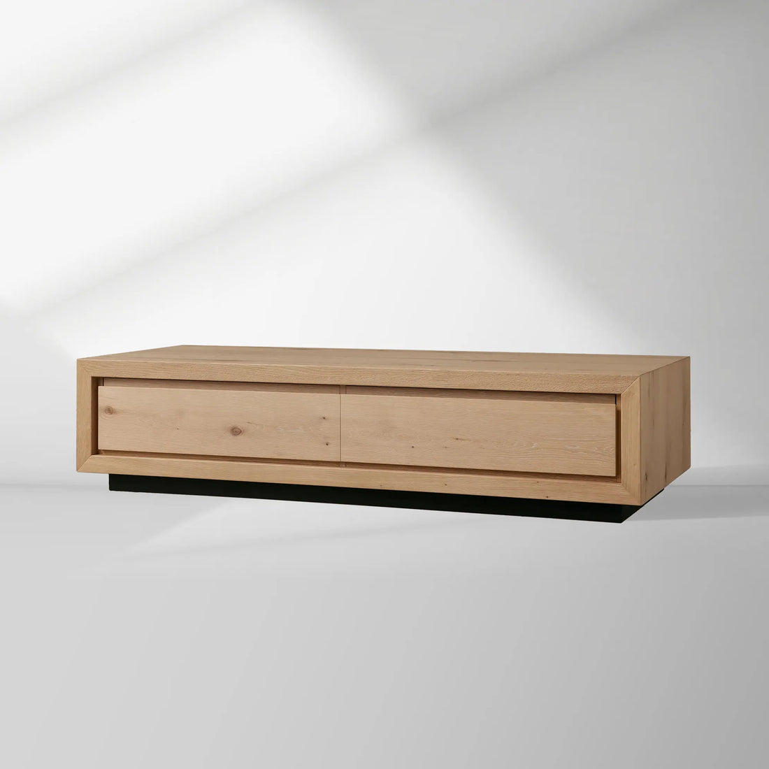 Sullivan Rectangular Storage Coffee Table Wood Center Cocktail Table Oak Tea Table with Drawers