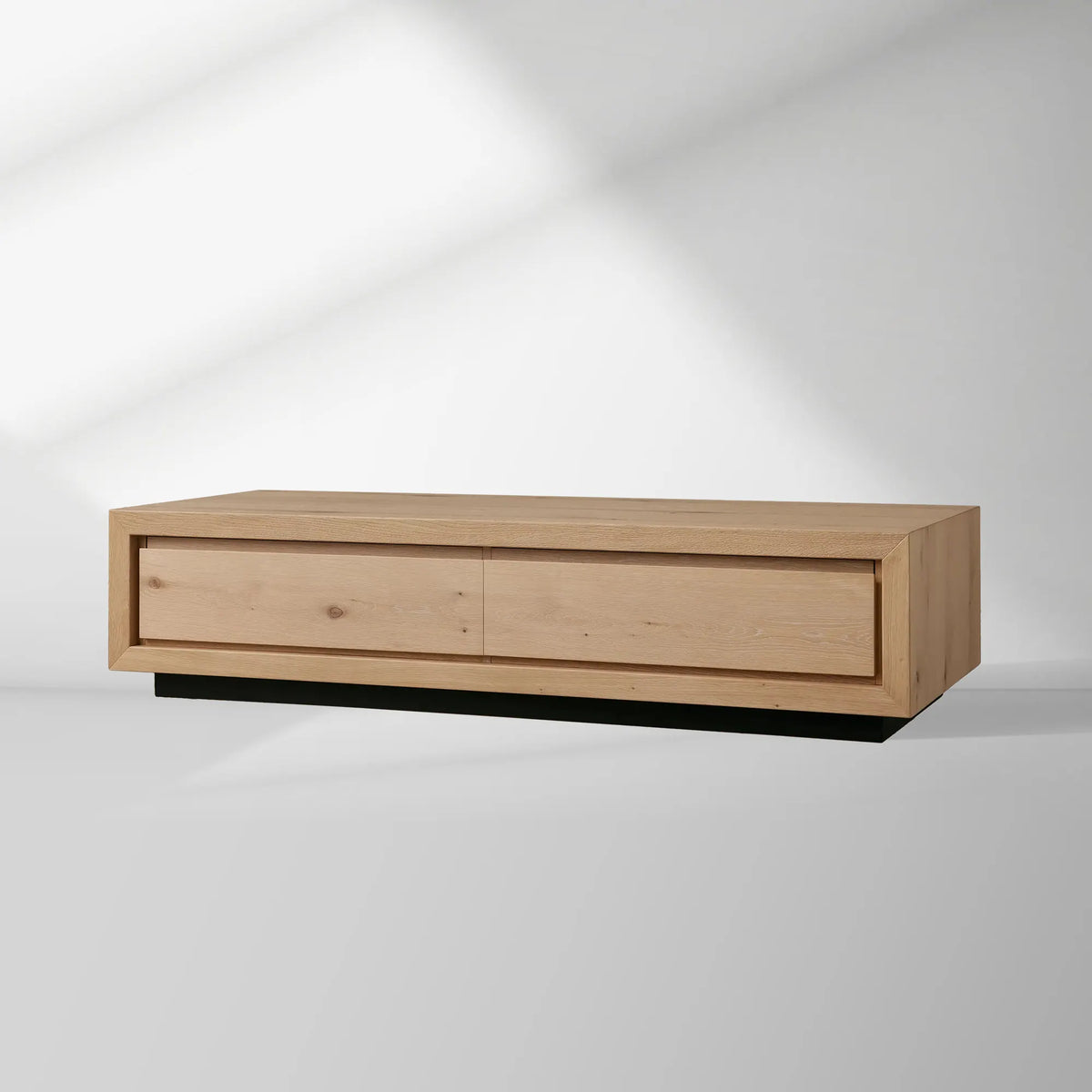 Sullivan Rectangular Storage Coffee Table Wood Center Cocktail Table Oak Tea Table with Drawers