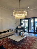 San Marco Vintage Glass Two-Tier Round Chandelier 48"