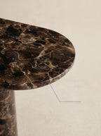 Luxury Emperador Marble Console Table with Oval Shape Top and Double Cylinder Legs