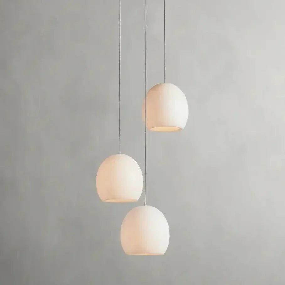 Detail of marble shades on the Auris 3-light chandelier
