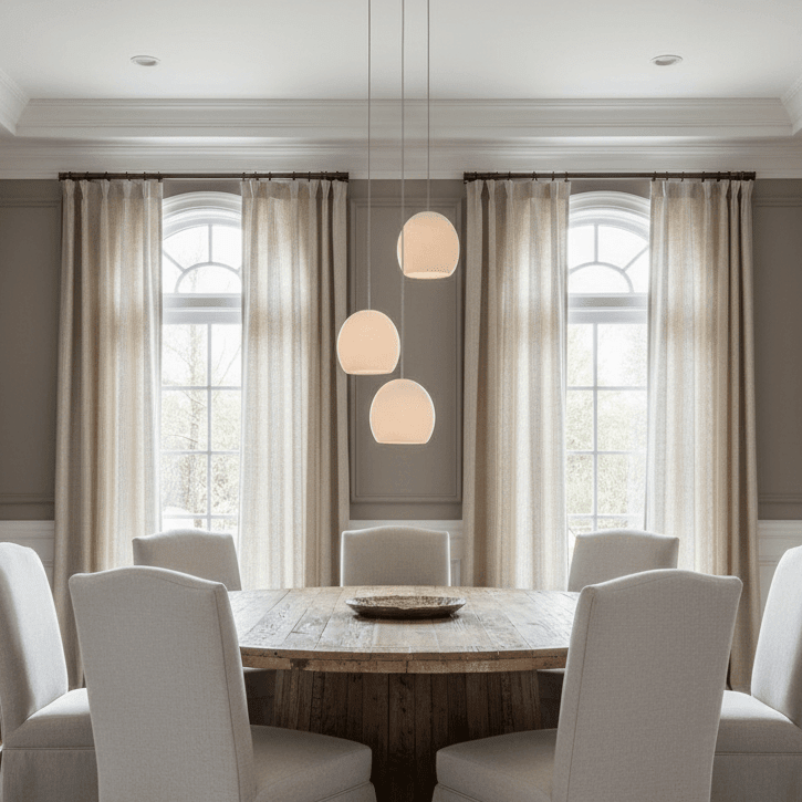 Auris 3-light marble chandelier illuminated