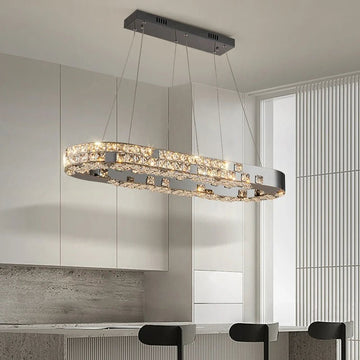 Langley crystal dining chandelier over a dining table