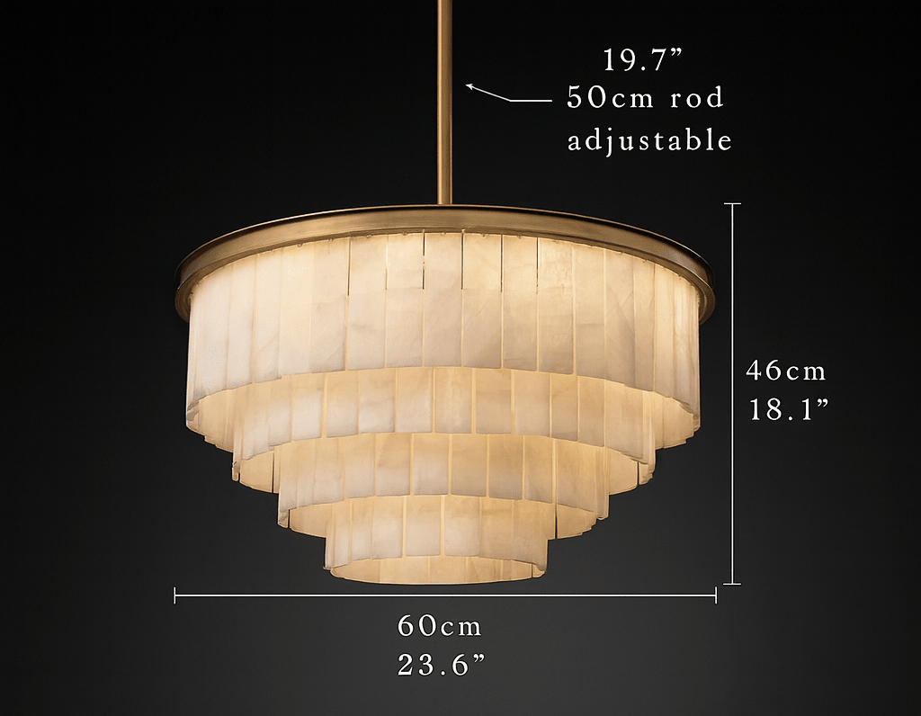 Berkley marble chandelier brushed brass tier detail