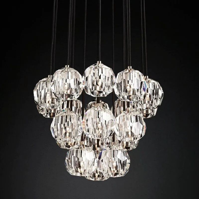 Boule De Radiant Crystal Cluster Chandelier 19"