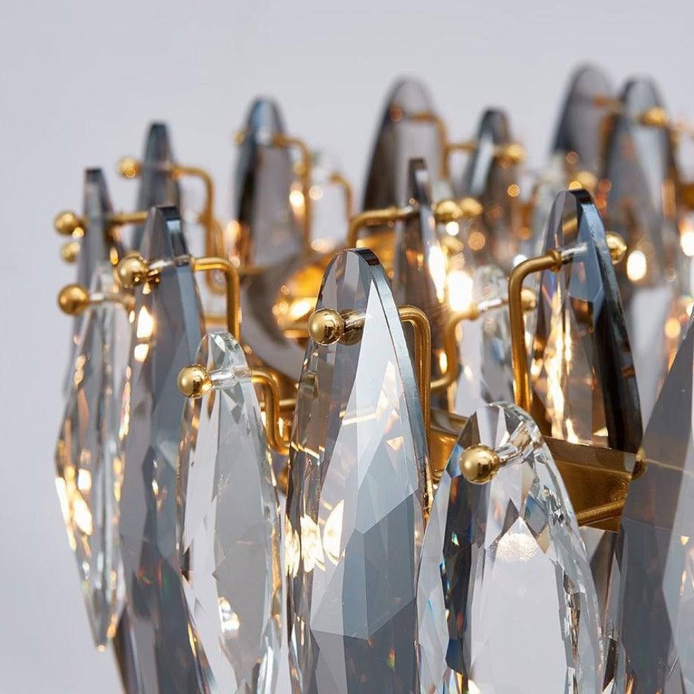 Lazzo crystal chandelier viewed from below showing cascading crystals