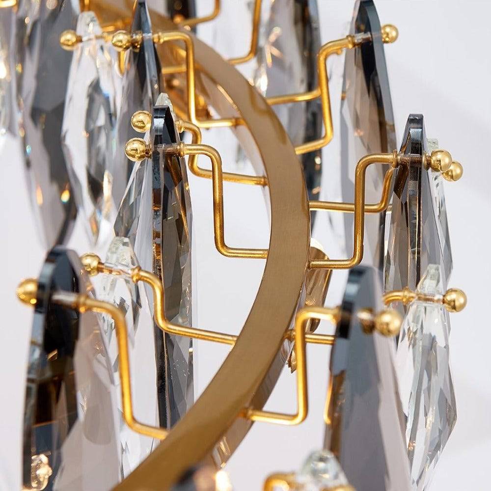 Lazzo modern crystal chandelier in a bedroom setting
