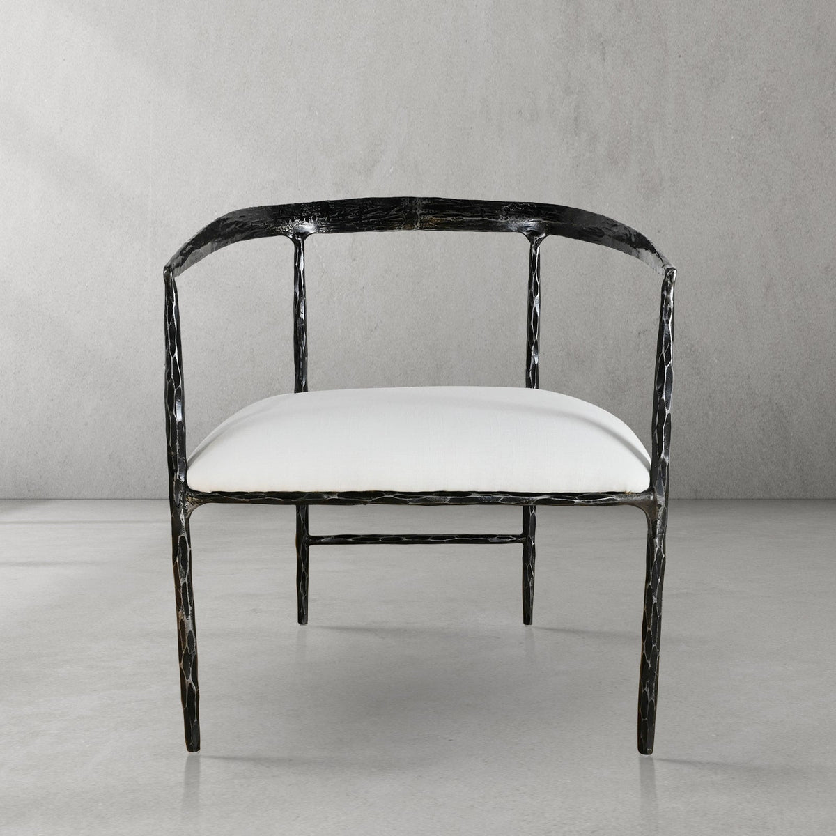 Hand-Forged Metal Curved Chair