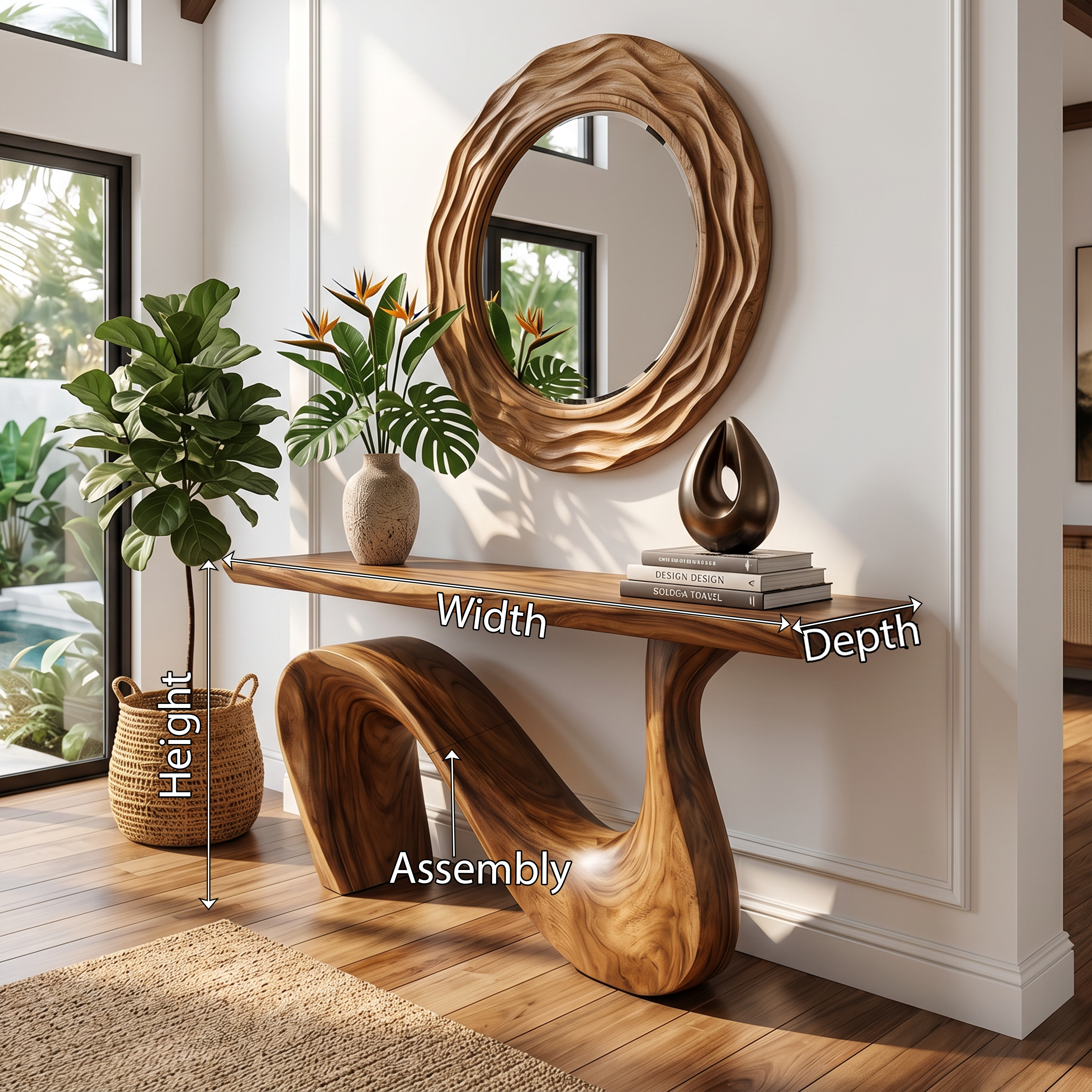 Modern Solid Wood Console Table For Living Room And Entryway Design
