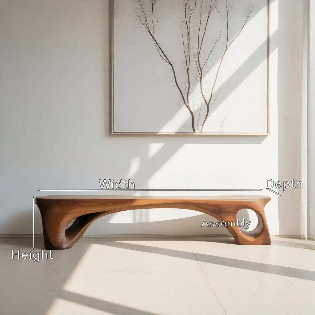 Modern Sculptural Bench With Curved Design For Living Room