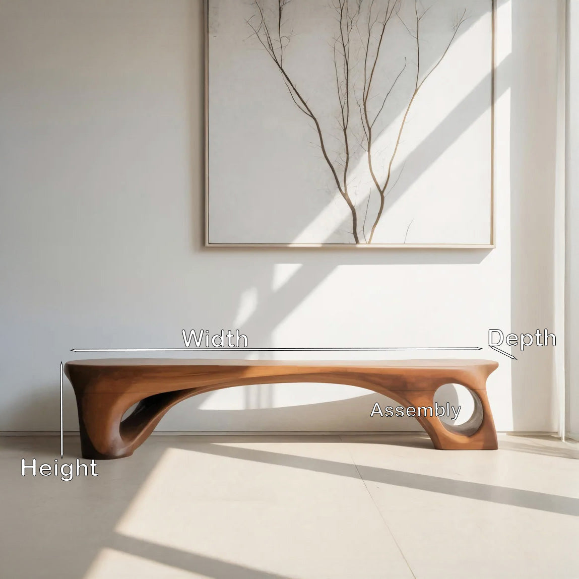 Modern Sculptural Bench With Curved Design For Living Room