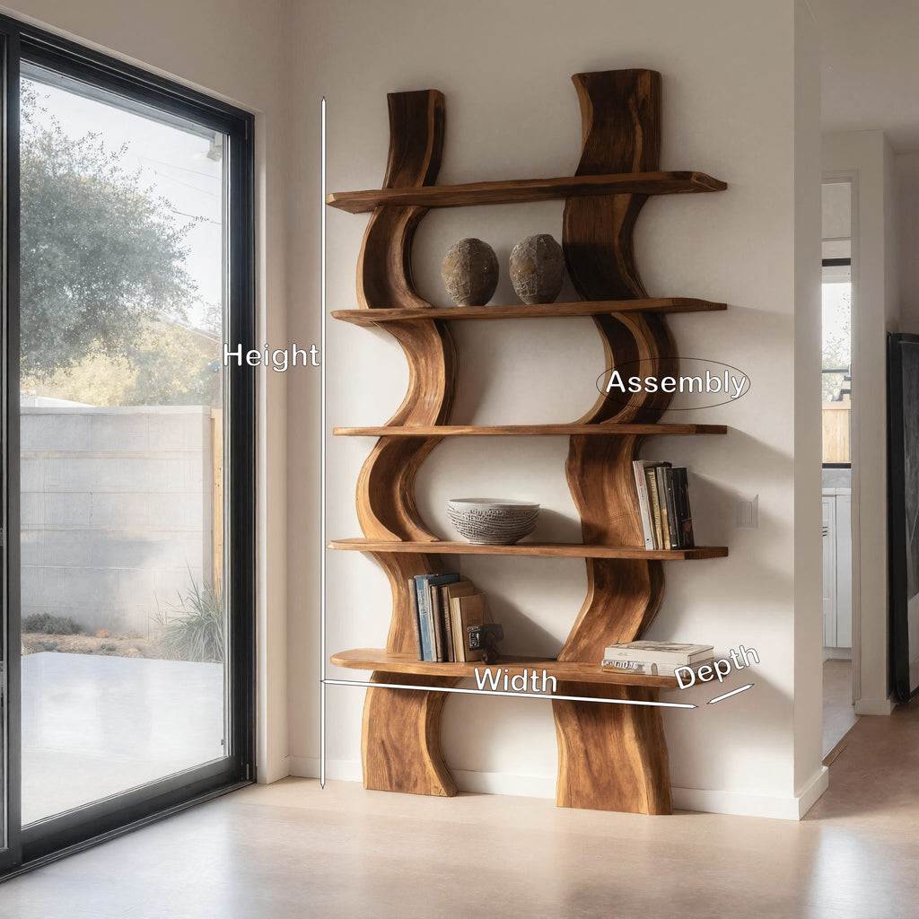 Organic Carved Shelf Storage Display For Home Office