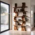 Organic Carved Shelf Storage Display For Home Office