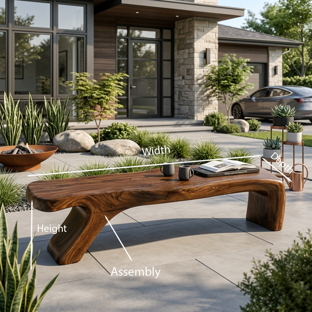 Architectural Bench With Sculpted Z Base For Entryway