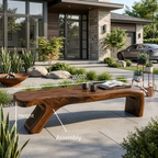Architectural Bench With Sculpted Z Base For Entryway