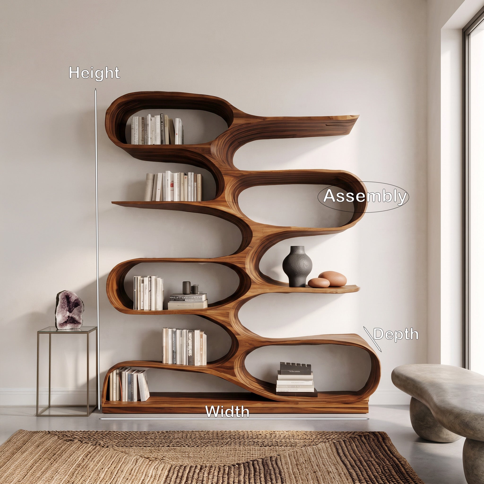Organic Living Room Bookshelf For Home Decor